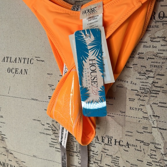 House of CB 'Flora" Orange Halter Bikini Bottoms NWT - Picture 6 of 7